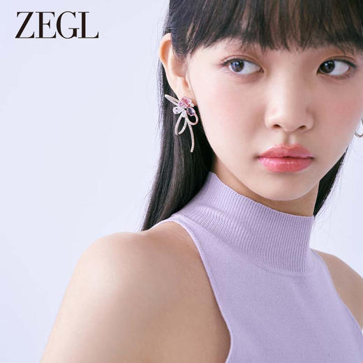 ZEGL设计师花知夏系列蝴蝶结花朵耳环女小众夸张耳钉甜美银针耳饰 商品图3