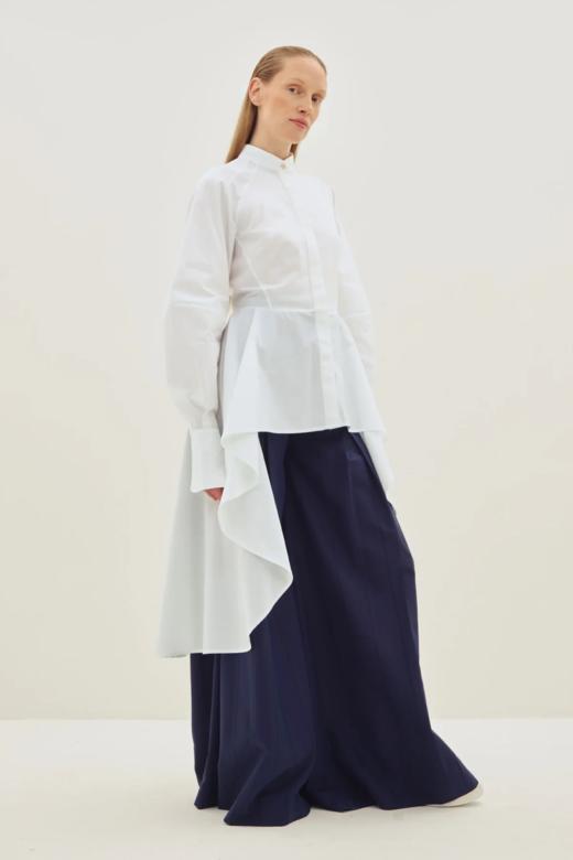 Palmer Harding 白色立领波浪后摆衬衫 商品图1