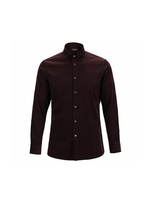 callisto酒红色细条灯芯绒休闲长袖衬衫 FSCSL041C RD 商品图3