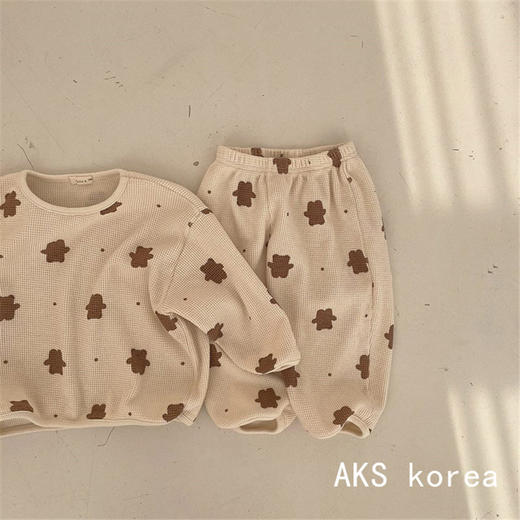 【可爱洋气！韩版小熊套装】韩版童装，柔软舒适，春秋婴幼男女，可爱宽松洋气小熊套装，华夫格卡通卫衣休闲裤sh 商品图4