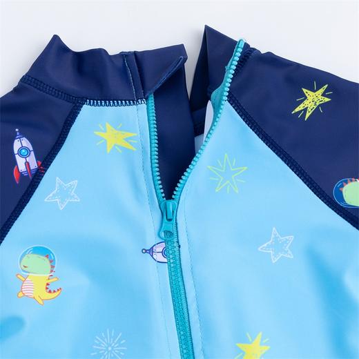 贝贝怡儿童泳衣套装连体泳装短袖宝宝游泳装泳帽两件套夏季男童222P2453
 商品图3