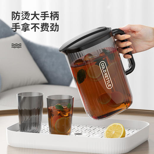 「一壶+4杯！两款配色」居家日用简约冷水壶 塑料大容量凉水壶透明水杯套装冰箱果汁壶餐饮用具 商品图3