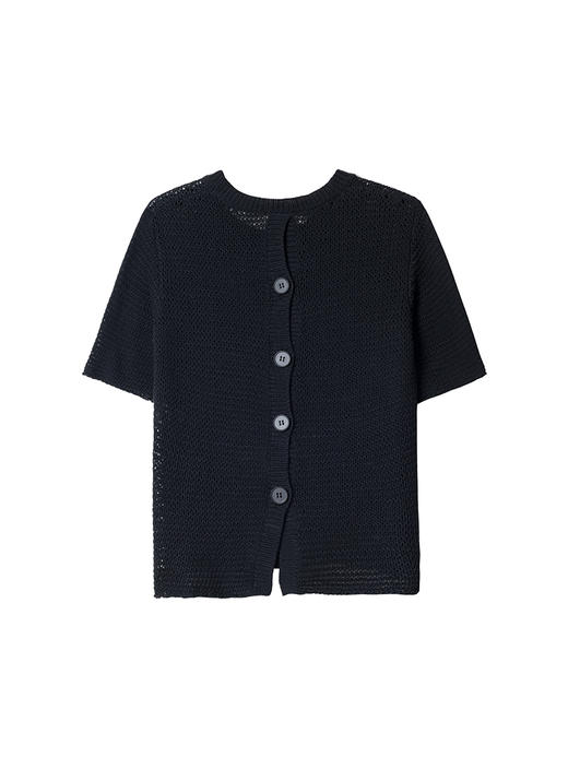 322工房经典再造女士针织薄款套头衫2023夏环保棉后背开襟T恤B100 商品图4