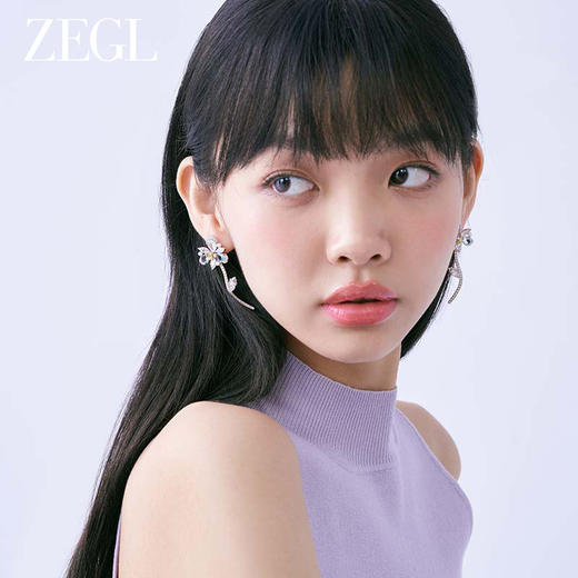 ZEGL设计师花知夏系列长款花朵耳环女小众设计感高级耳钉银针耳饰 商品图2