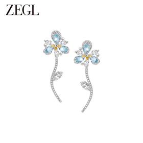 ZEGL设计师花知夏系列长款花朵耳环女小众设计感高级耳钉银针耳饰