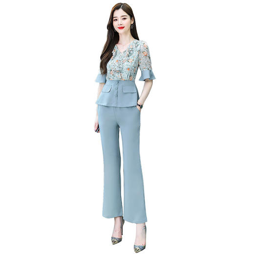 夏装韩版收腰气质干练女神范两件套套装HR-WM20589 商品图4