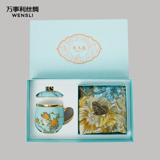 万事利“亚洲之花”夫人礼丝瓷套装礼盒（长巾） 商品图1