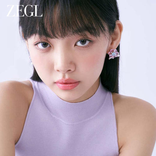 ZEGL设计师花知夏系列粉色花朵耳环女人造珍珠耳钉高级感银针耳饰 商品图1