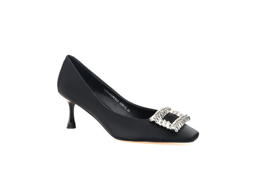 豪麟名鞋奥莱迪嘉女鞋皮鞋丝绸牛皮革DJELA32WP013黑色  原价1960元 商品图0