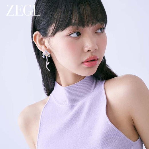 ZEGL设计师花知夏系列长款花朵耳环女小众设计感高级耳钉银针耳饰 商品图3