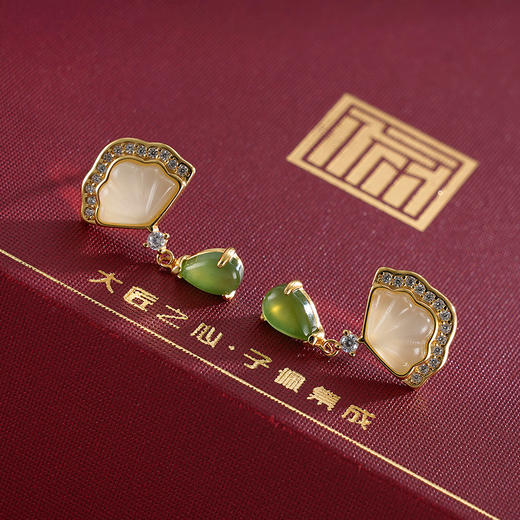 子佩集S925银【扇结良缘】耳钉【ED02642】镀金2307 商品图5