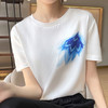 「数款可选！凉感醋酸T恤」2023春夏凉感醋酸T恤女 抽象印花人字纹面圆领短袖上衣 商品缩略图3