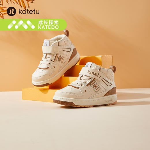 卡特兔女童冬季板鞋款白色保暖休闲鞋高帮儿童运动跑步鞋 商品图0