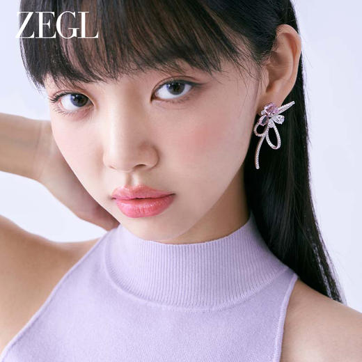 ZEGL设计师花知夏系列蝴蝶结花朵耳环女小众夸张耳钉甜美银针耳饰 商品图2