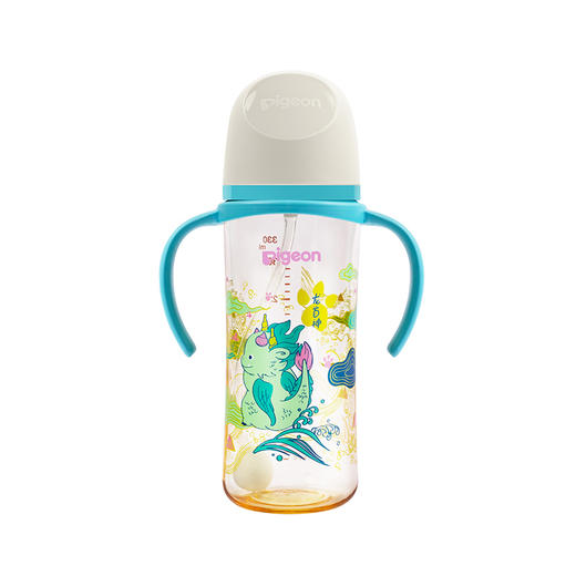 贝亲畅吸实感III宽口径彩绘PPSU双把手重力球吸管奶瓶330ml（3L号奶嘴）-龙首神/神兽凤皇 商品图0