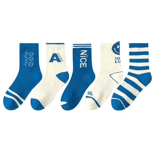 【五双装！运动潮流中筒袜】儿童袜子，舒适不勒脚，清透会呼吸，无荧光甲醛，抗起球，春秋棉袜，中筒袜，韩版笑脸运动袜，字母百搭男女童袜子 商品图4