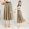 惊喜！送腰带【七分冰丝阔腿裤】女夏季薄款垂感好 新款松紧腰雪纺高腰阔腿 显瘦休闲半身裤裙 商品缩略图1