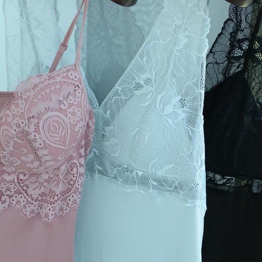 柔柔软软的真丝睡裙打底裙 轻薄带胸垫 真丝醋酸蕾丝细腻 商品图0