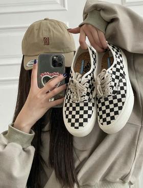 VAN*软木塞棋盘格滑板鞋，超百搭