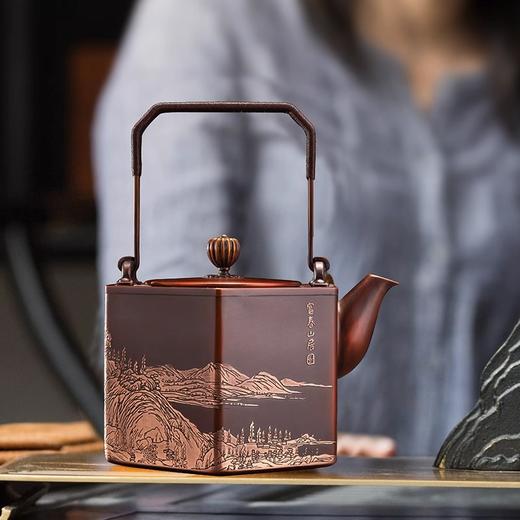 朱炳仁铜 富春山居壶 铜壶新中式复古煮茶壶家用大号烧水壶 商品图2