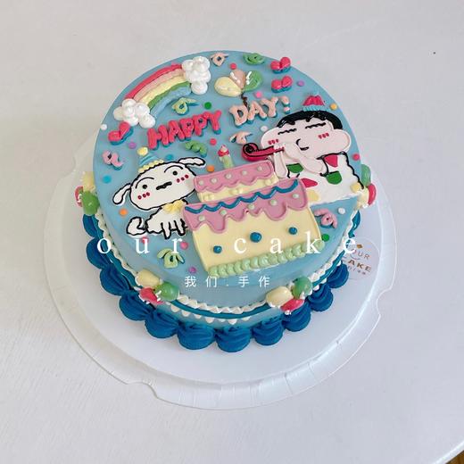 蜡笔小新和小白手绘蛋糕-低糖处理无添加 商品图0