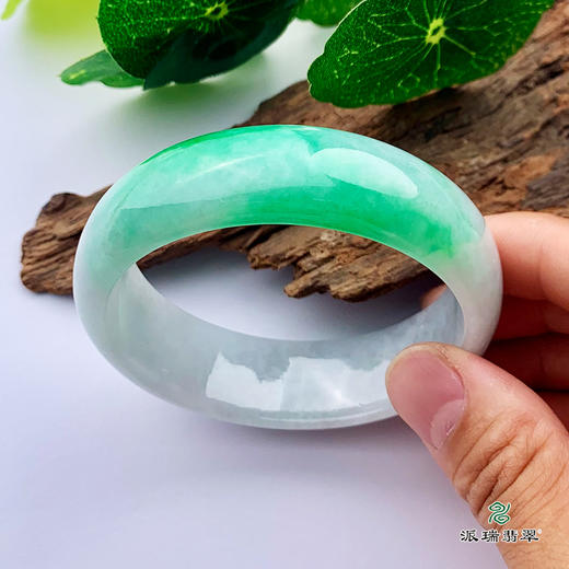 派瑞翡翠 翡翠手镯 糯种 飘花 商品图2