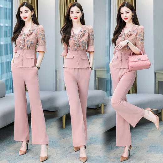 夏装韩版收腰气质干练女神范两件套套装HR-WM20589 商品图3