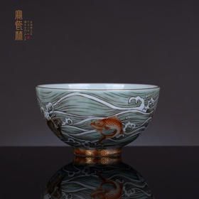【宝瓷林】景德镇粉彩描金海水鱼乐图杯主人杯