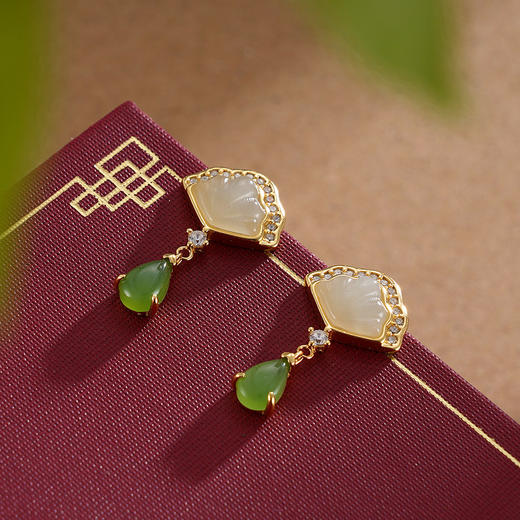 子佩集S925银【扇结良缘】耳钉【ED02642】镀金2307 商品图2