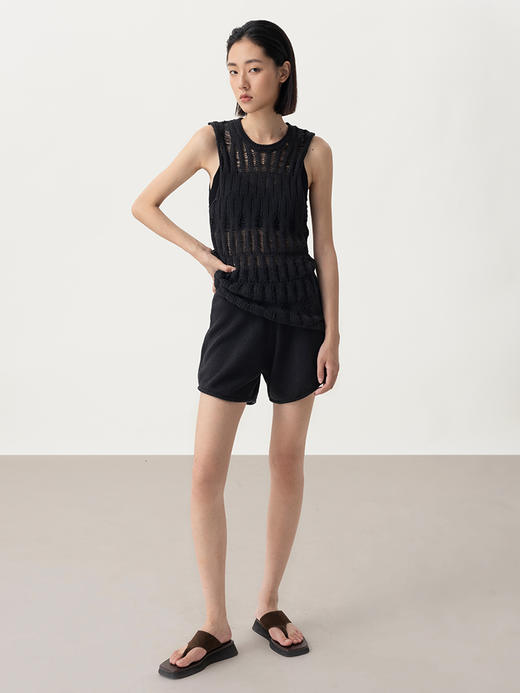 322工房趣味编织针织镂空背心2023夏女士无袖环保棉针织马甲B099 商品图3