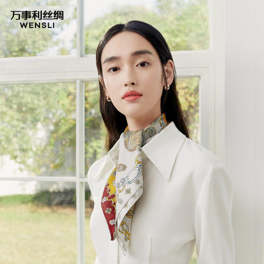 万事利“朔光”双面印花真丝中方巾 商品图4