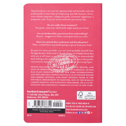 【中商原版】疑病症患者的口袋指南 英文原版 The Hypochondriacs Pocket Guide to Horrible Diseases/ Dennis DiClaudio 商品图1