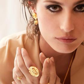 北京仓｜Elise Tsikis-Flores-花朵 太阳爱心 金色复古耳环［美国设计师］