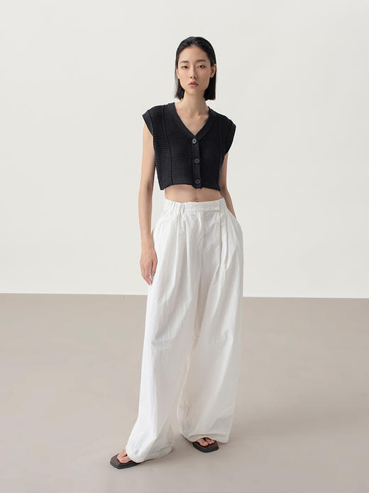 322工房经典再造女士针织背心2023春夏款V领环保棉无袖马甲女B097 商品图3