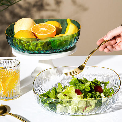 「七款可选！多功能收纳」家用水果盘 透明客厅茶几零食干果盘 居家日用欧式沙拉碗塑料糖果收纳整理盘子 商品图1