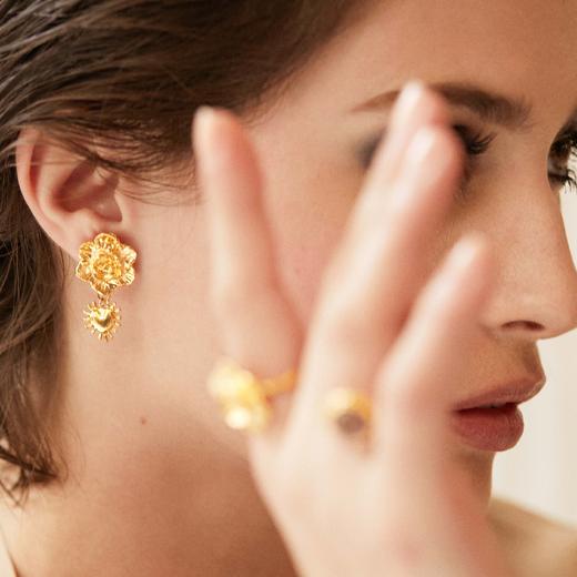 北京仓｜Elise Tsikis-Flores-花朵 太阳爱心 金色复古耳环［美国设计师］ 商品图1