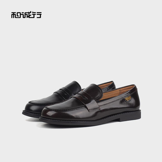 和诚行 2023秋冬新款复古乐福鞋女简约百搭平跟单鞋小皮鞋0820263 商品图3