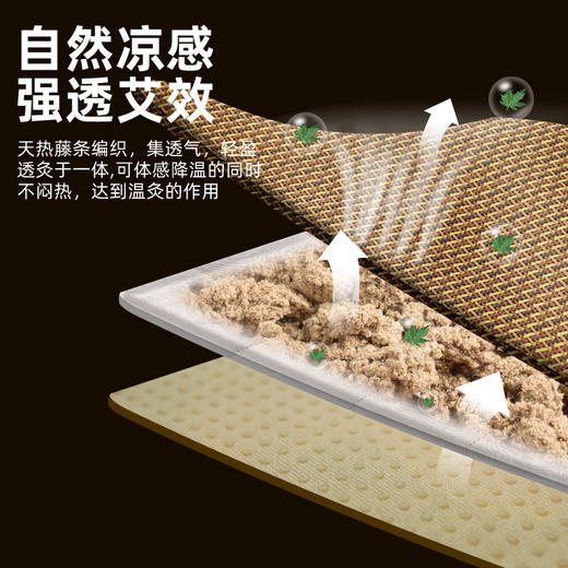 艾绒藤席坐垫 春夏季专用 颗粒防滑 凉而不冰 陈年艾绒 加厚内胆500g 商品图3