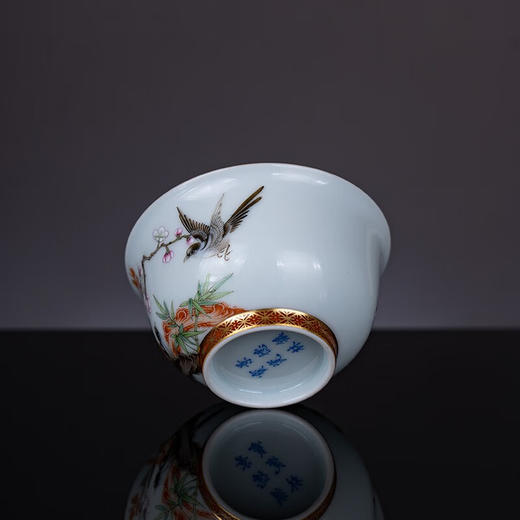 【宝瓷林】景德镇宝瓷林粉彩矾红描金喜上眉梢主人杯 商品图3