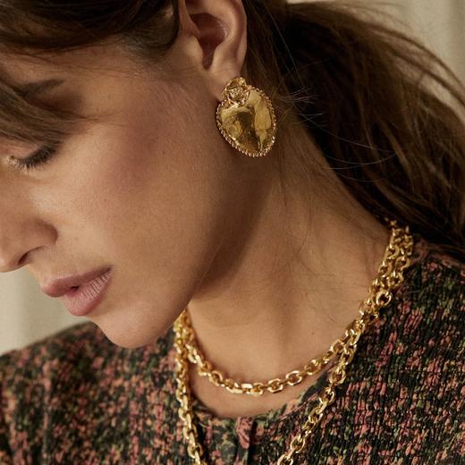 北京仓｜Elise Tsikis-Sieci-爱心 花朵 金色复古耳环［美国设计师］ 商品图2