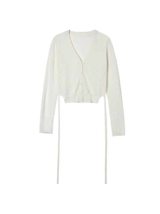 322工房纯粹亚麻微透纯色长袖针织开衫2023夏质感薄款空调衫B094 商品图4