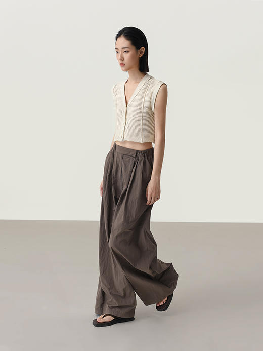 322工房经典再造女士针织背心2023春夏款V领环保棉无袖马甲女B097 商品图1