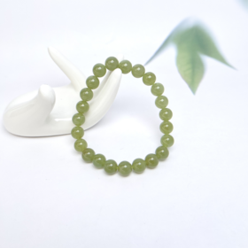 和田玉单圈手串-青黄口圆珠8