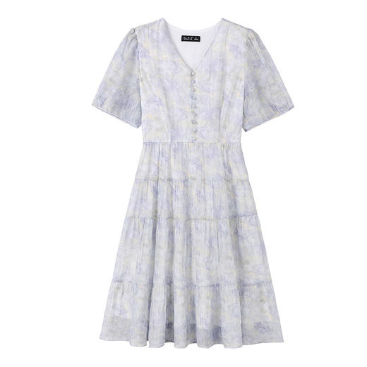 奢姿2026年夏装新款胖妹妹大码女装温柔风碎花茶歇法式高级感裙子9932890974 商品图3