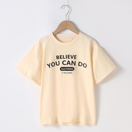 女童T恤2023夏季字母印花纯棉短袖T恤韩版时尚大童青少年女T恤 商品图4