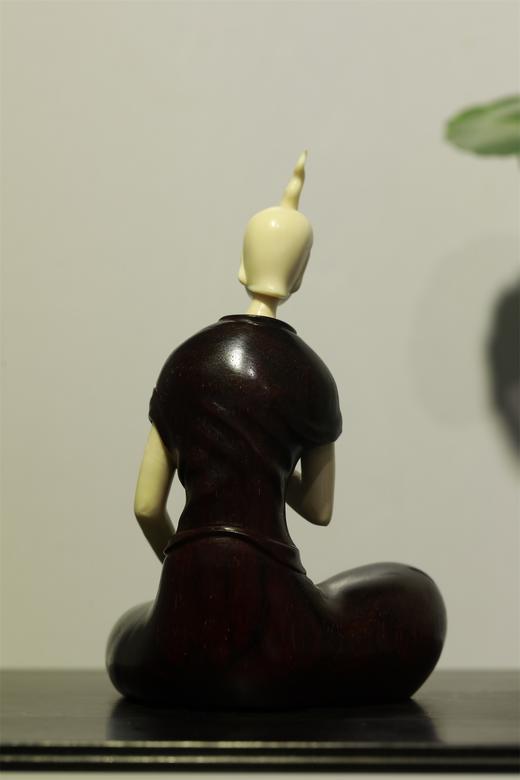 北魏佛组合小叶紫檀+猛犸牙摆件 商品图11