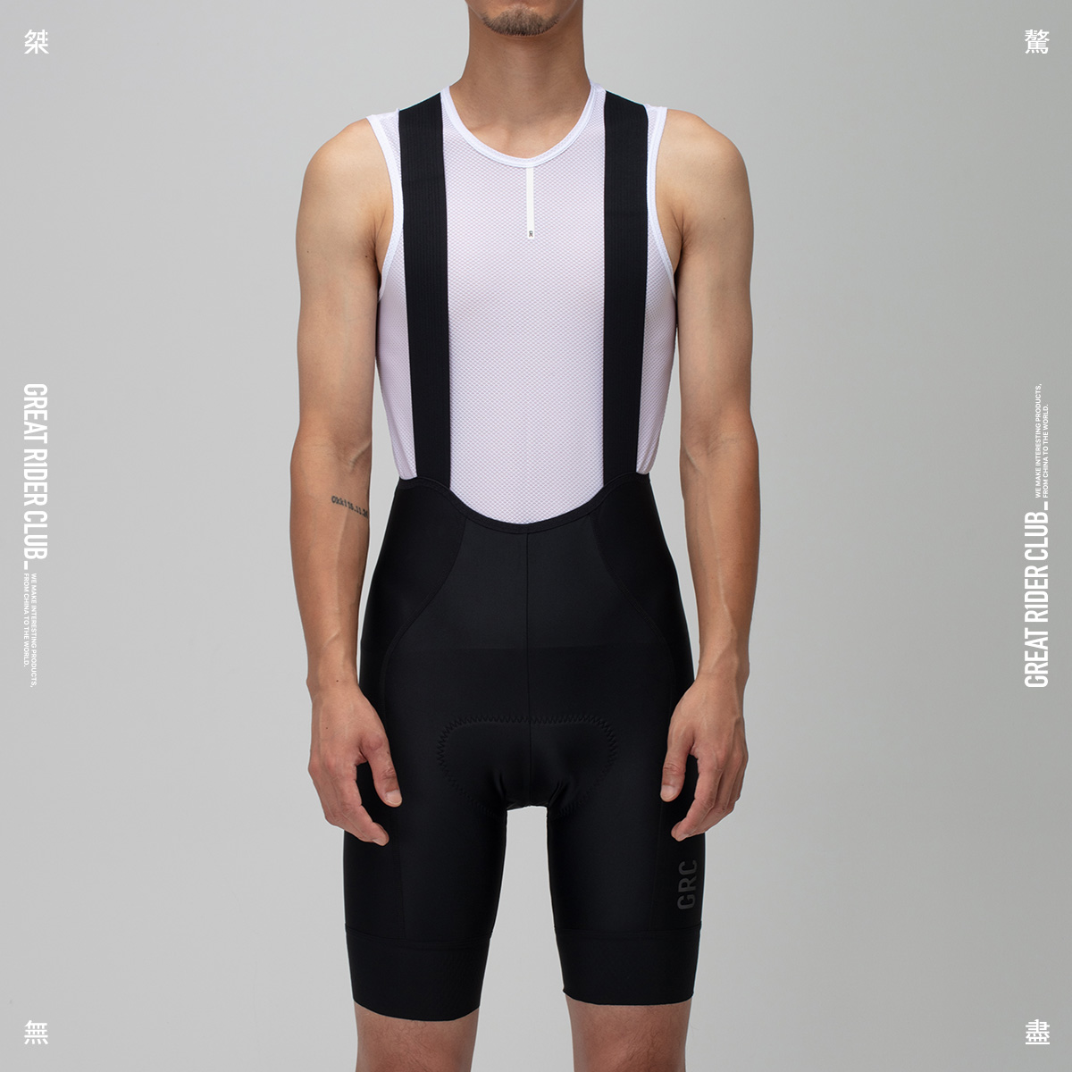 桀骜无尽 LAB系列夏季新款骑行裤背带短裤男士透气反光公路自行车