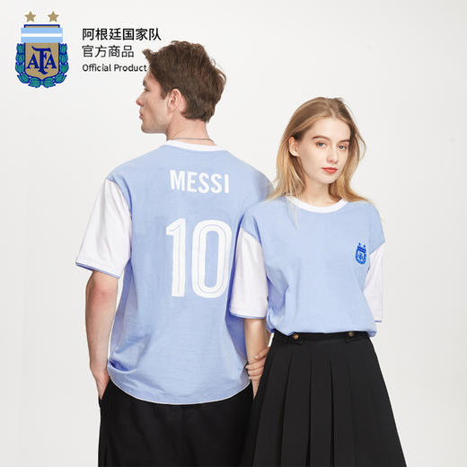 阿根廷国家队官方商品丨蓝白新款短袖印号球衣潮流T恤梅西足球迷 商品图2