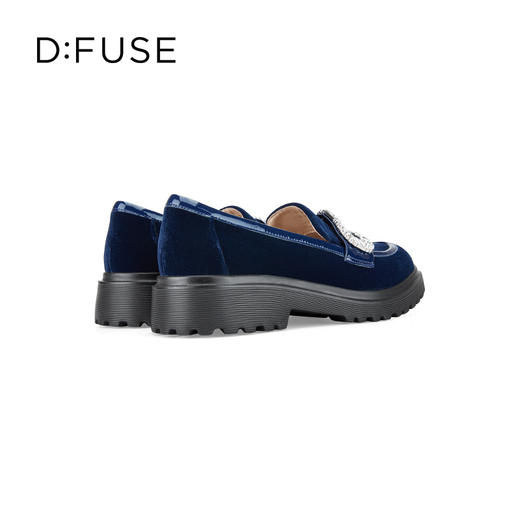 DFuse迪芙斯秋款天鹅绒面钻扣厚底乐福鞋女一脚蹬圆头单鞋DF33112066 商品图4