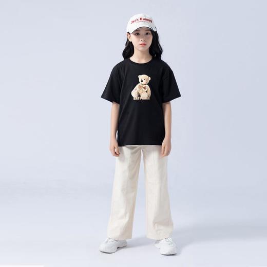 女童T恤2023夏季可爱小熊印花纯棉短袖T恤韩版大童青少年女T恤 商品图2